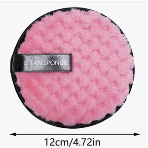 New! Large Round Sponge Facial Cleansing Pad & Makeup Remover Washable - Pink
